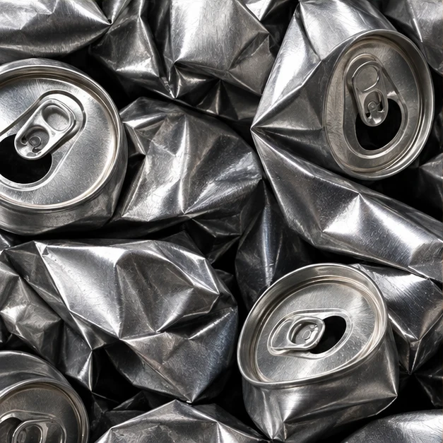 Illustrative close-up of aluminum cans