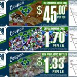 Coupons for cardboard, aluminum cans, plastic bottles